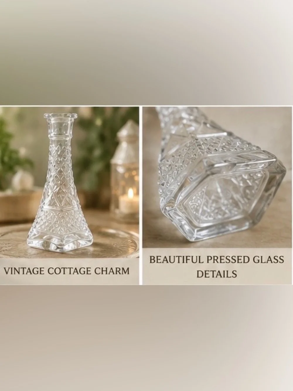 Vintage Anchor Hocking Wexford Glass Vase Scalloped Crystal Cottage Decor